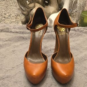 Vince Camuto Tan Ankle Strap Heels